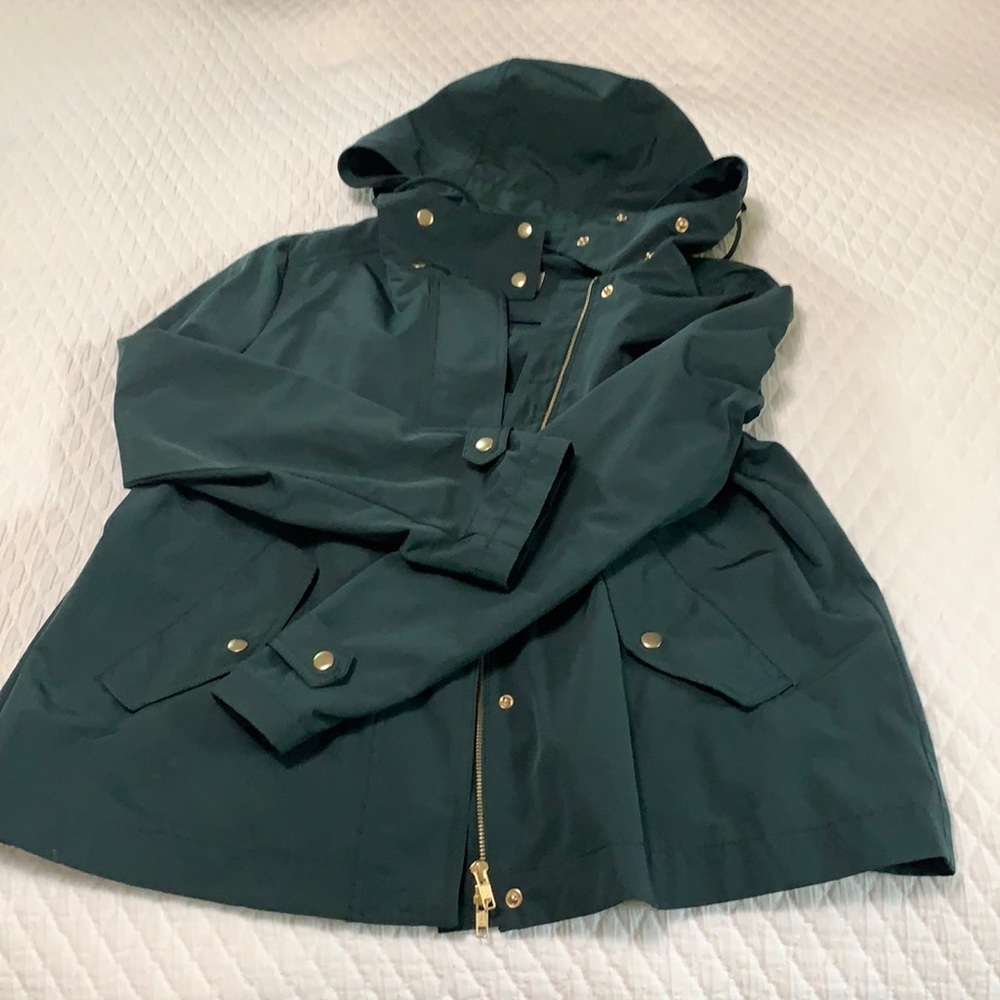 Green LOFT rain jacket